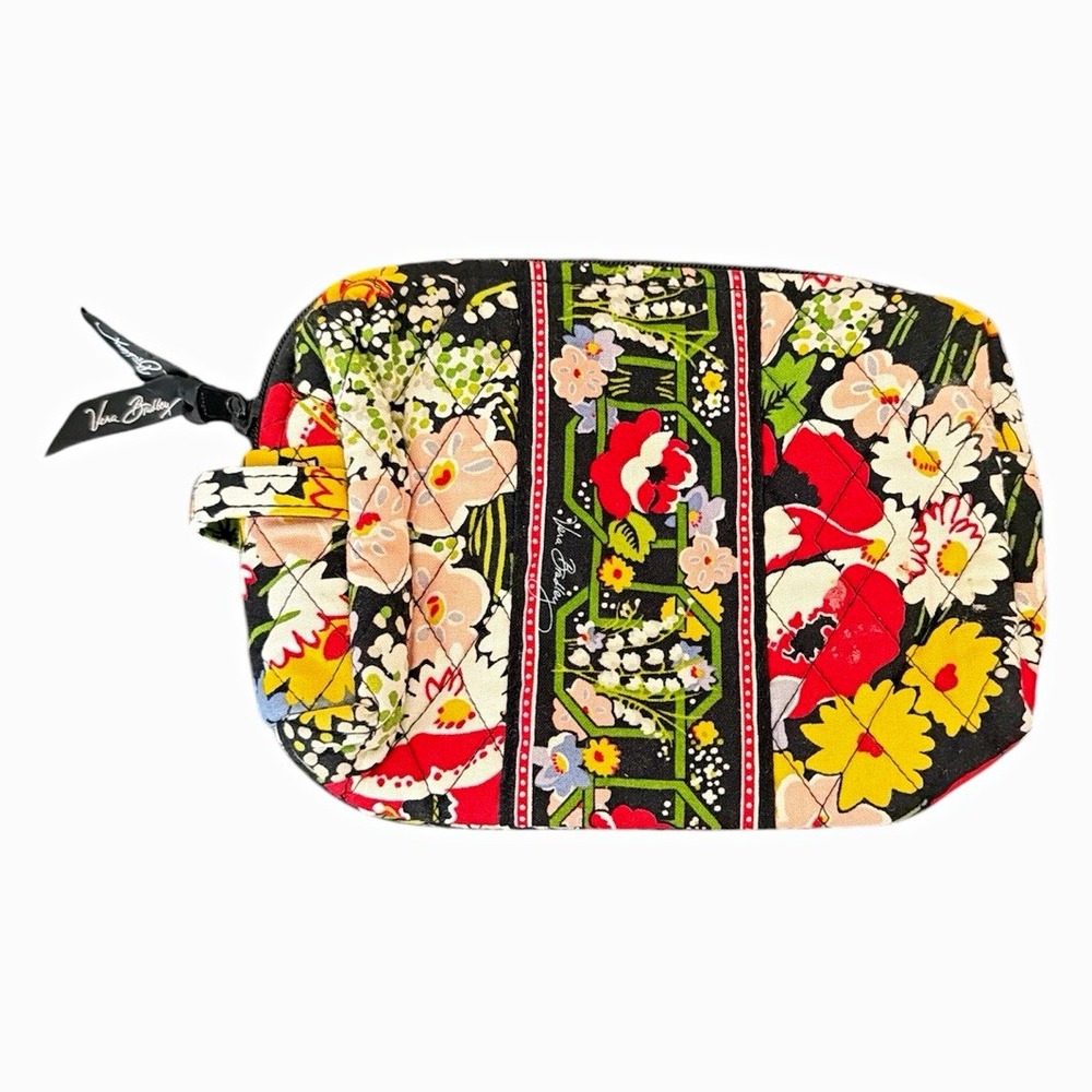 Vera Bradley Poppy Fields Retired Quilted Floral Fabric Makeup Bag Colorful Boho